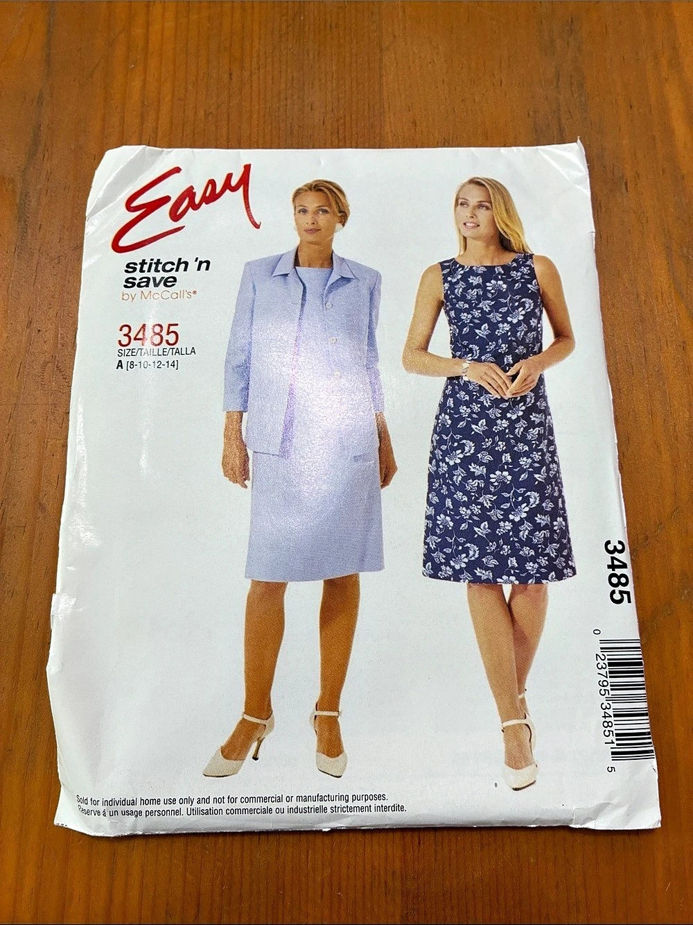 McCall's 3485 Women's Dress & Jacket Sewing Pattern Sizees 8-14